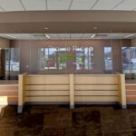 Glass partitions for clinic reception desks