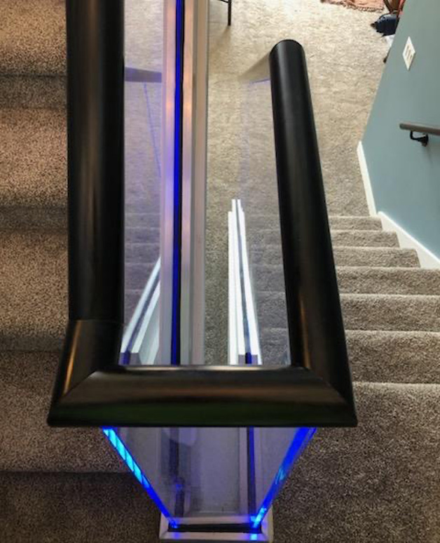 custom lighted glass stair railing
