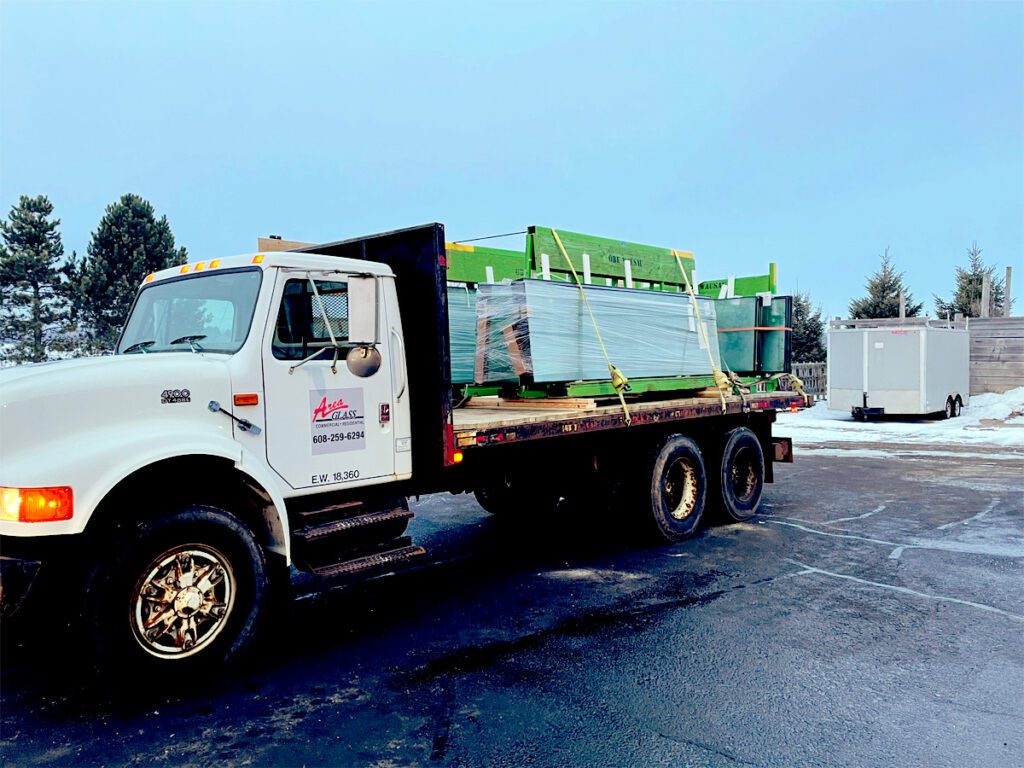 Area Glass truck headed for job site