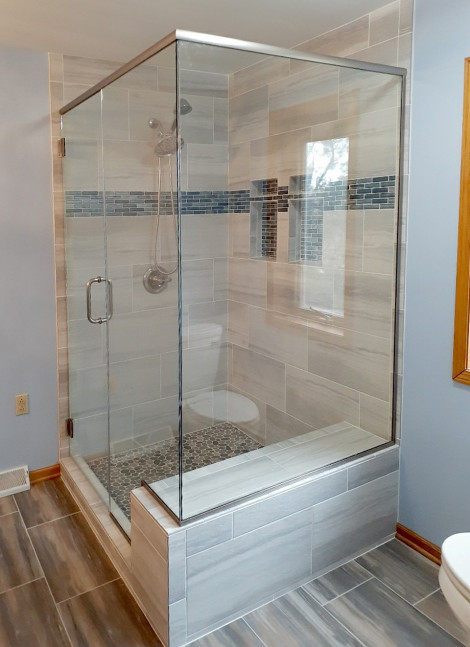 Shower glass customized with considerations to bench seat