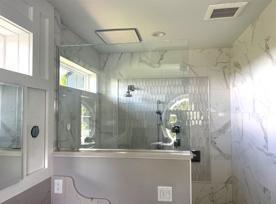 Huge beautiful shower room - custom glass
